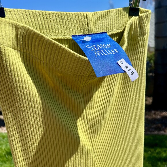 Simon Miller Saturn Flare Ribbed Knit Pants Cyrene Lime Green Size Small NWOT - Picture 4 of 8